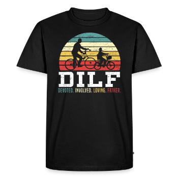 Fête des pères Papa dévoué Père aimant impliqué - T-shirt Premium bio Homme - noir - Devant - Nico (187cm)