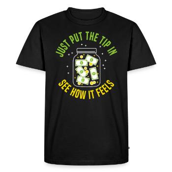 Il suffit de mettre le pourboire Voyez comment ça se sent Serveur - T-shirt Premium bio Homme - noir - Devant - Nico (187cm)