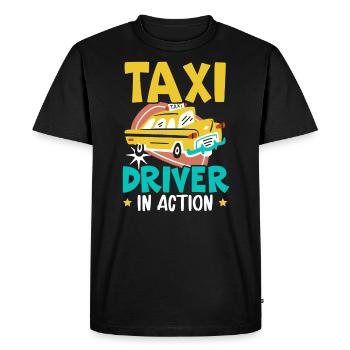 Chauffeur de taxi en action Chauffeur de taxi Chauffeur de taxi Cabbie - T-shirt Premium bio Homme - noir - Devant - Nico (187cm)
