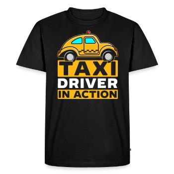 Chauffeur de taxi en action Chauffeur de taxi Chauffeur de taxi Cabbie - T-shirt Premium bio Homme - noir - Devant - Nico (187cm)