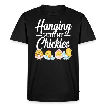 Éleveur de poulet Chuchoteur de poulet Animal de ferme - T-shirt Premium bio Homme - noir - Devant - Nico (187cm)