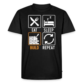 Manger Dormir Construire Répéter Construction Maçon - T-shirt Premium bio Homme - noir - Devant - Nico (187cm)