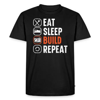 Manger Dormir Construire Répéter Construction Maçon - T-shirt Premium bio Homme - noir - Devant - Nico (187cm)
