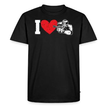 Paintball Paint Gun Paintball Player Paintballer - Men's Premium Organic T-Shirt - black - Front - Nico (187cm)
