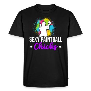 Paintball Paint Gun Paintball Player Paintballer - Men's Premium Organic T-Shirt - black - Front - Nico (187cm)