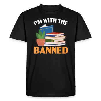 Je suis avec l’amateur de livres de rat de bibliothèque interdit en train de lire - T-shirt Premium bio Homme - noir - Devant - Nico (187cm)