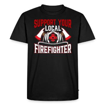 Support Your Local Firefighter Fireman Fire Rescue - Men's Premium Organic T-Shirt - black - Front - Nico (187cm)