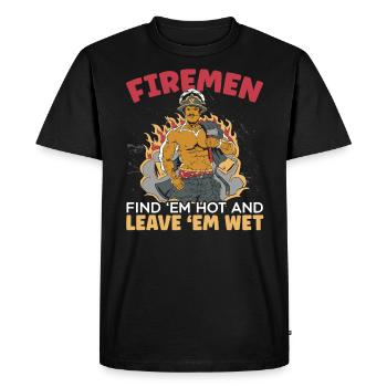 Fireman Find Them Hot Fire Rescue Firefighter - Men's Premium Organic T-Shirt - black - Front - Nico (187cm)
