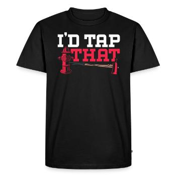 I'd Tap That Fireman Fire Rescue Firefighter - Men's Premium Organic T-Shirt - black - Front - Nico (187cm)