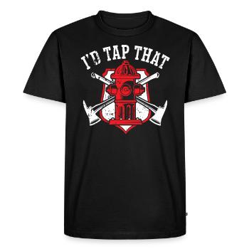 I'd Tap That Fireman Fire Rescue Firefighter - Men's Premium Organic T-Shirt - black - Front - Nico (187cm)