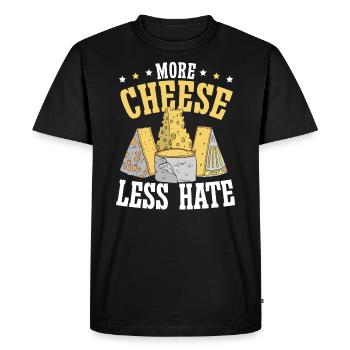 More Cheese Less Hate Cheesy Food Lover Foodie - Men's Premium Organic T-Shirt - black - Front - Nico (187cm)