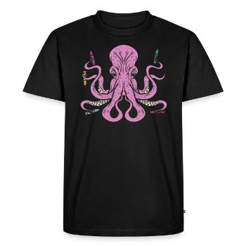 Crayon Coloriage Dessin Artistique Couleur Octopus - T-shirt Premium bio Homme - noir - Devant - Nico (187cm)