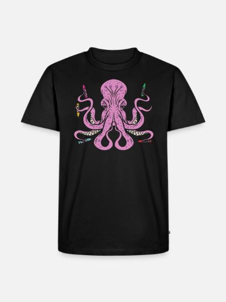 Crayon Farvelægning Kunstnerisk tegning Farve Blæksprutte - Herre Premium økologisk T-shirt - sort