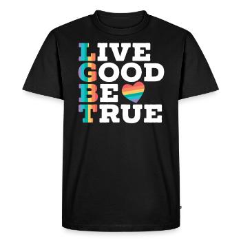 Live Good Be True Rainbow Pride LGBTQ Gay Pride - Men's Premium Organic T-Shirt - black - Front - Nico (187cm)