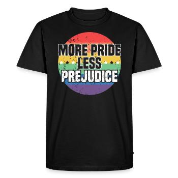 Plus de fierté Moins de préjugés Arc-en-ciel LGBTQ Gay Pride - T-shirt Premium bio Homme - noir - Devant - Nico (187cm)