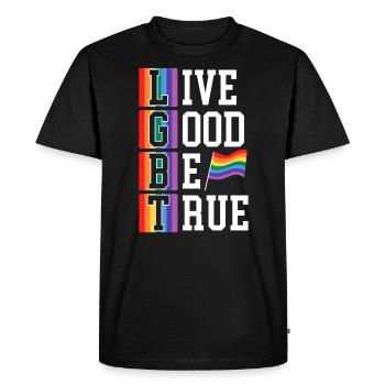 Live Good Be True Rainbow Pride LGBTQ Gay Pride - Men's Premium Organic T-Shirt - black - Front - Nico (187cm)