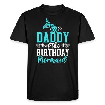 Daddy Of The Birthday Mermaid Birthday Aquatic - Men's Premium Organic T-Shirt - black - Front - Nico (187cm)