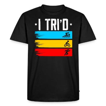 Triathlon Athlète Triathlète Natation Vélo Course - T-shirt Premium bio Homme - noir - Devant - Nico (187cm)