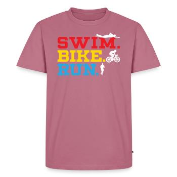 Triathlon Athlet Triathlet Schwimmen Radfahren Laufen - Männer Premium Bio T-Shirt - Mauve - Vorne - Nico (187cm)
