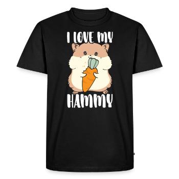I Love My Hammy Hamster Lover Hamster Owner Rodent - Men's Premium Organic T-Shirt - black - Front - Nico (187cm)