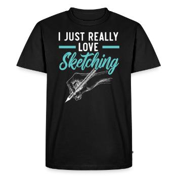 Esquisse Dessin Doodling Dessiner Dessinateur - T-shirt Premium bio Homme - noir - Devant - Nico (187cm)