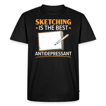Esquisse Dessin Doodling Dessiner Dessinateur - T-shirt Premium bio Homme - noir - Devant - Nico (187cm)