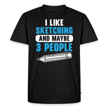 Esquisse Dessin Doodling Dessiner Dessinateur - T-shirt Premium bio Homme - noir - Devant - Nico (187cm)