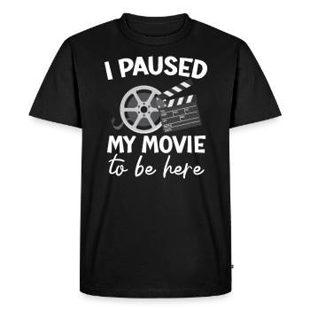 J’ai mis mon film en pause pour être ici Movie Lover Cinema - T-shirt Premium bio Homme - noir - Devant - Nico (187cm)