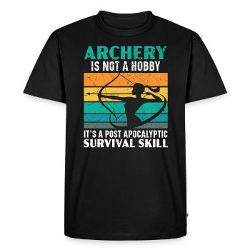 Tir à l’arc Chasseur d’arc Archer Shoot Arrow Bowman - T-shirt Premium bio Homme - noir - Devant - Nico (187cm)