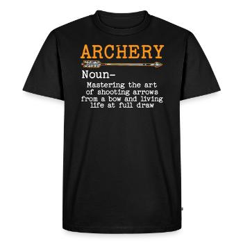 Tir à l’arc Chasseur d’arc Archer Shoot Arrow Bowman - T-shirt Premium bio Homme - noir - Devant - Nico (187cm)