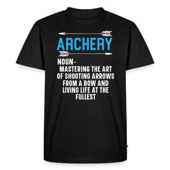 Tir à l’arc Chasseur d’arc Archer Shoot Arrow Bowman - T-shirt Premium bio Homme - noir - Devant - Nico (187cm)