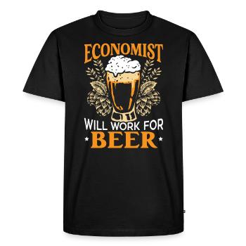 Économiste Professeur d’économie Profession Économie - T-shirt Premium bio Homme - noir - Devant - Nico (187cm)