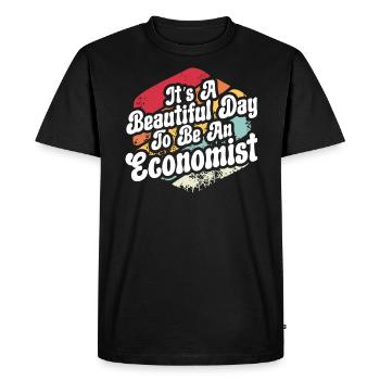 Économiste Professeur d’économie Profession Économie - T-shirt Premium bio Homme - noir - Devant - Nico (187cm)