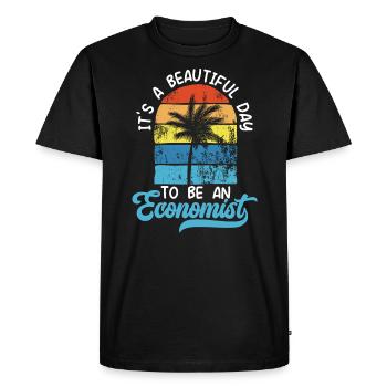 Économiste Professeur d’économie Profession Économie - T-shirt Premium bio Homme - noir - Devant - Nico (187cm)