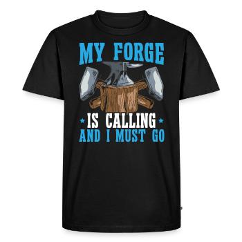 Forgeron Marteau Forgeron Forger Forge - T-shirt Premium bio Homme - noir - Devant - Nico (187cm)