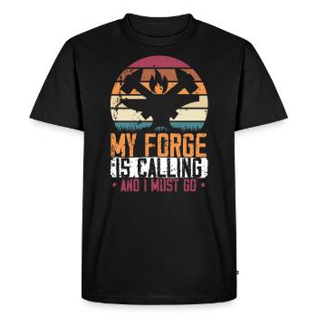 Forgeron Marteau Forgeron Forger Forge - T-shirt Premium bio Homme - noir - Devant - Nico (187cm)