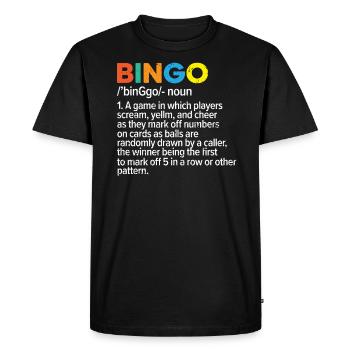 Joueur de bingo Bingo Appelant Bing Lover Casino - T-shirt Premium bio Homme - noir - Devant - Nico (187cm)