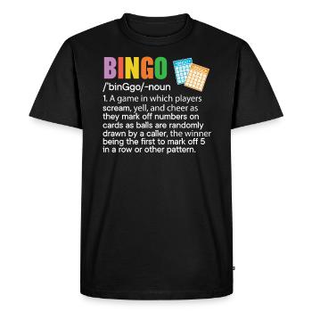 Joueur de bingo Bingo Appelant Bing Lover Casino - T-shirt Premium bio Homme - noir - Devant - Nico (187cm)