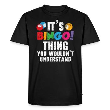 Joueur de bingo Bingo Appelant Bing Lover Casino - T-shirt Premium bio Homme - noir - Devant - Nico (187cm)