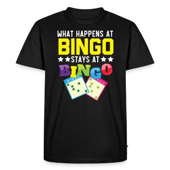 Joueur de bingo Bingo Appelant Bing Lover Casino - T-shirt Premium bio Homme - noir - Devant - Nico (187cm)