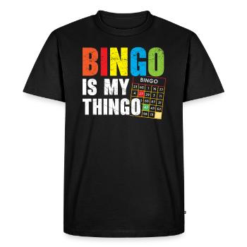 Joueur de bingo Bingo Appelant Bing Lover Casino - T-shirt Premium bio Homme - noir - Devant - Nico (187cm)