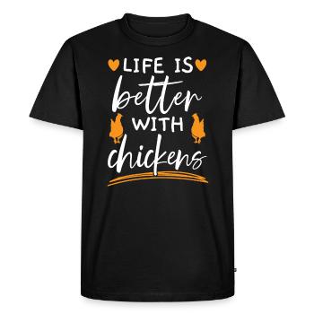 Éleveur de poulet Chuchoteur de poulet Animal de ferme - T-shirt Premium bio Homme - noir - Devant - Nico (187cm)