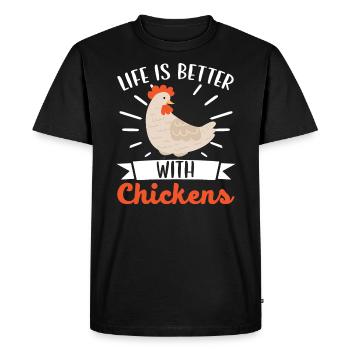 Éleveur de poulet Chuchoteur de poulet Animal de ferme - T-shirt Premium bio Homme - noir - Devant - Nico (187cm)