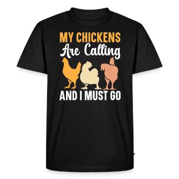 Éleveur de poulet Chuchoteur de poulet Animal de ferme - T-shirt Premium bio Homme - noir - Devant - Nico (187cm)