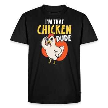Poulet fermier Poulet Chuchoteur Animal de la ferme - T-shirt Premium bio Homme - noir - Devant - Nico (187cm)
