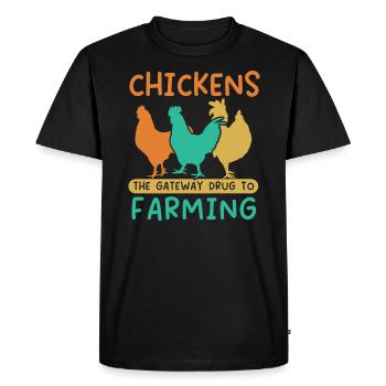 Éleveur de poulet Chuchoteur de poulet Animal de ferme - T-shirt Premium bio Homme - noir - Devant - Nico (187cm)