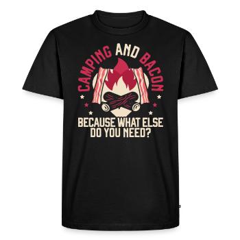 Camping et bacon Meat Camp Camper J’aime le bacon - T-shirt Premium bio Homme - noir - Devant - Nico (187cm)