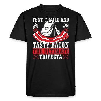 Camping Et Bacon Viande Camp Camper J’Aime Bacon - T-shirt Premium bio Homme - noir - Devant - Nico (187cm)