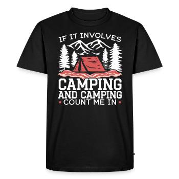Camping Et Bacon Viande Camp Camper J’Aime Bacon - T-shirt Premium bio Homme - noir - Devant - Nico (187cm)
