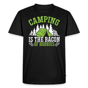 Camping et bacon Meat Camp Camper J’aime le bacon - T-shirt Premium bio Homme - noir - Devant - Nico (187cm)